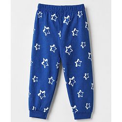 Babyhug Cotton Knit Full Sleeves T-Shirt & Pajama Night Suit with Best Dad in The Galaxy Text & Stars Print - Navy Blue
