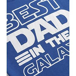 Babyhug Cotton Knit Full Sleeves T-Shirt & Pajama Night Suit with Best Dad in The Galaxy Text & Stars Print - Navy Blue