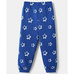 Babyhug Cotton Knit Full Sleeves T-Shirt & Pajama Night Suit with Best Dad in The Galaxy Text & Stars Print - Navy Blue