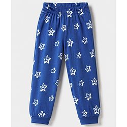 Babyhug Cotton Knit Full Sleeves T-Shirt & Pajama Night Suit with Best Dad in The Galaxy Text & Stars Print - Navy Blue