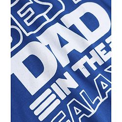 Babyhug Cotton Knit Full Sleeves T-Shirt & Pajama Night Suit with Best Dad in The Galaxy Text & Stars Print - Navy Blue