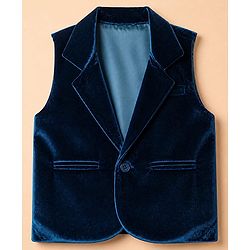 Babyhug Velour Knit Full Sleeves Solid Party Suit with Bow in Teal Blue