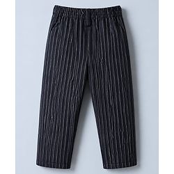 Babyhug Woven Full Sleeves Party Shirt & Pant Set With Bow & Suspender - White & Navy Blue