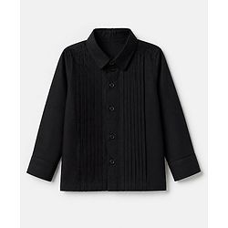Babyhug Woven Solid Full Sleeves Party Shirt with Bow - Black