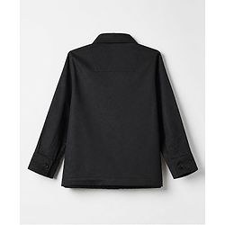 Babyhug Woven Solid Full Sleeves Party Shirt with Bow - Black