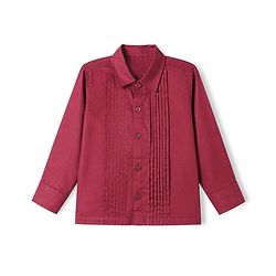 Babyhug Woven Full Sleeves Solid Party Shirt With Bow - Maroon