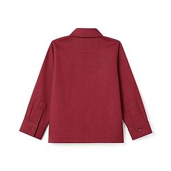 Babyhug Woven Full Sleeves Solid Party Shirt With Bow - Maroon