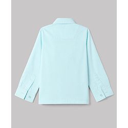 Babyhug Woven Full Sleeves Solid Party Shirt With Bow - Light Blue