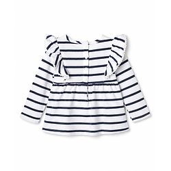 Babyhug 100% Cotton Single Jersey Knit Full Sleeves Top and Pant With Stripes Print & Butterfly Patch - White
