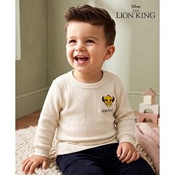 Babyhug Disney Full Sleeves Thermal Innerwear With Lion King Graphic - OffWhite