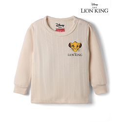 Babyhug Disney Full Sleeves Thermal Innerwear With Lion King Graphic - OffWhite