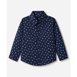 Babyhug Knit Full Sleeves 5 Piece Floral Printed Party Shirt & Trouser Set With Bow, Suspender and Cap - Navy