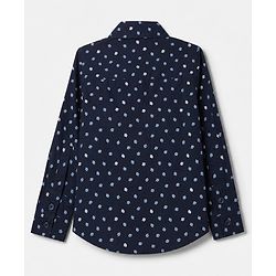 Babyhug Knit Full Sleeves 5 Piece Floral Printed Party Shirt & Trouser Set With Bow, Suspender and Cap - Navy