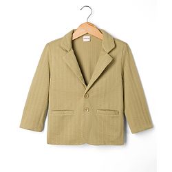 Babyhug Knit Full Sleeves Solid Blazer with Text Printed T-shirt - Beige