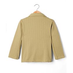 Babyhug Knit Full Sleeves Solid Blazer with Text Printed T-shirt - Beige