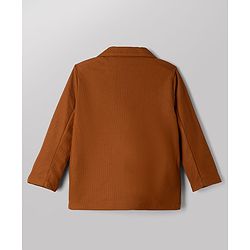 Babyhug Knit Full Sleeves Solid Blazer With Text Printed T-Shirt - Brown