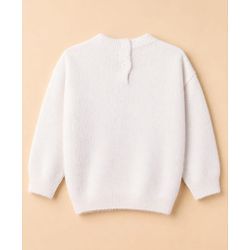 Babyhug Knit Full Sleeves Pullover with Sequin Work - White
