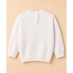 Babyhug Knit Full Sleeves Pullover with Sequin Work - White