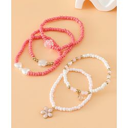 Babyhug Free Size Bracelets & Bangles Set for Girls - Pink & White