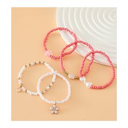 Babyhug Free Size Bracelets & Bangles Set for Girls - Pink & White