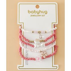 Babyhug Free Size Bracelets & Bangles Set for Girls - Pink & White