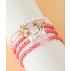 Babyhug Free Size Bracelets & Bangles Set for Girls - Pink & White