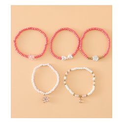 Babyhug Free Size Bracelets & Bangles Set for Girls - Pink & White