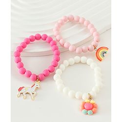 Babyhug Free Size Bracelets & Bangles Set for Girls - Light Pink, White & Dark pink