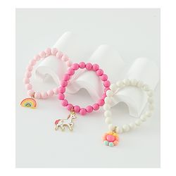 Babyhug Free Size Bracelets & Bangles Set for Girls - Light Pink, White & Dark pink