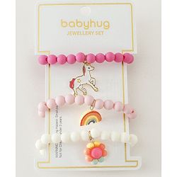 Babyhug Free Size Bracelets & Bangles Set for Girls - Light Pink, White & Dark pink