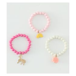 Babyhug Free Size Bracelets & Bangles Set for Girls - Light Pink, White & Dark pink