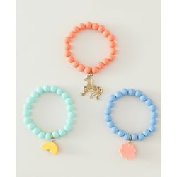 Babyhug Free Size Bracelets & Bangles Set for Girls - Orange, Sea green & Light blue