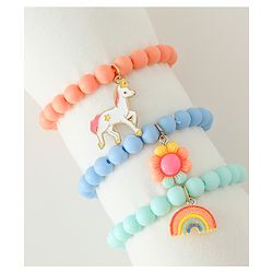 Babyhug Free Size Bracelets & Bangles Set for Girls - Orange, Sea green & Light blue