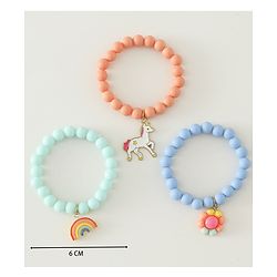 Babyhug Free Size Bracelets & Bangles Set for Girls - Orange, Sea green & Light blue