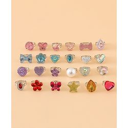 Babyhug Free Size Finger Ring Set for Girls - Red
