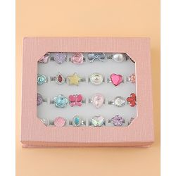 Babyhug Free Size Finger Ring Set for Girls - Red