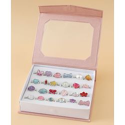 Babyhug Free Size Finger Ring Set for Girls - Red