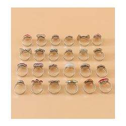Babyhug Free Size Finger Ring Set for Girls - Red