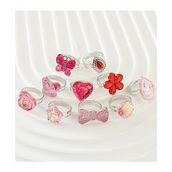 Babyhug Free Size Finger Ring Set for Girls - Red