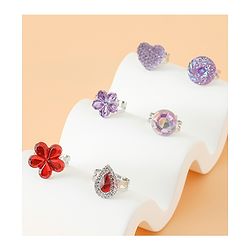 Babyhug Free Size Finger Ring Set for Girls - Red