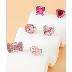 Babyhug Free Size Finger Ring Set for Girls - Red
