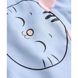 Babyhug Woven Full Sleeves Frocks with Tee & Legging with Knee Length and Cat Applique in Blue