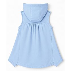 Babyhug Woven Full Sleeves Frocks with Tee & Legging with Knee Length and Cat Applique in Blue