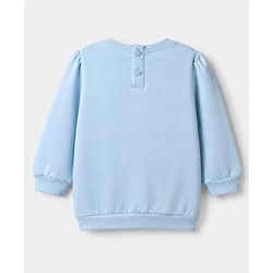 Babyhug 100% Cotton Knit Sweatshirt with Full Sleeves and Bear Applique in Light Blue