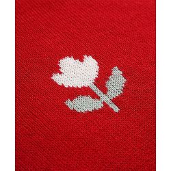 Babyhug Knit Full Sleeves Sweater Set with Floral Design - Red