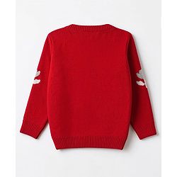 Babyhug Knit Full Sleeves Sweater Set with Floral Design - Red