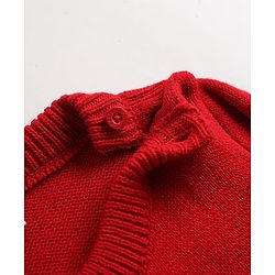 Babyhug Knit Full Sleeves Sweater Set with Floral Design - Red