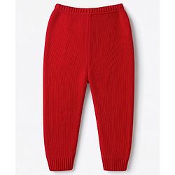 Babyhug Knit Full Sleeves Sweater Set with Floral Design - Red