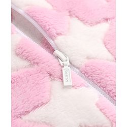 Babyhug Fur Knit Full Sleeves Hooded Winterwear Romper With Star Design - Pink
