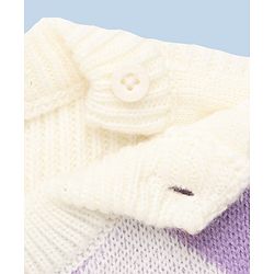 Babyhug Knit Full Sleeves Sweater Set with Heart Design - White & Lavender